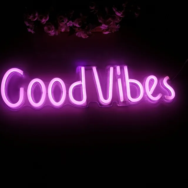 neonlampa good vibes roasa