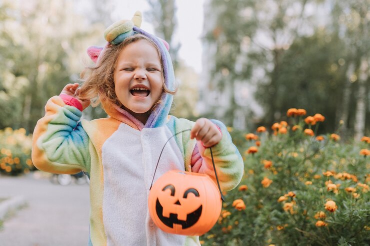 Enhörning flicka på Halloween